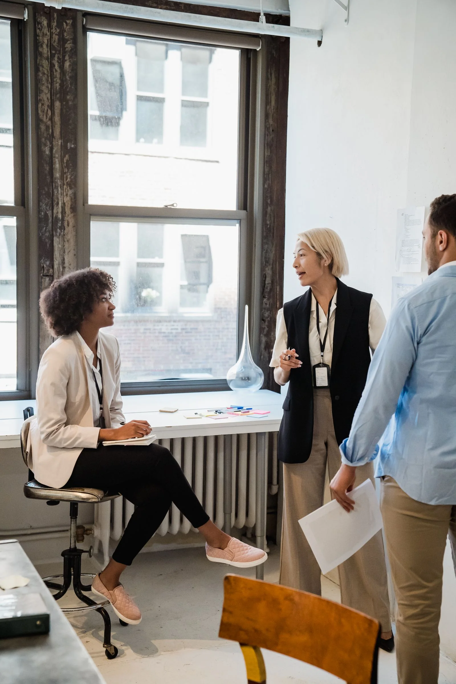 Professionals collaborating during a planning meeting